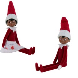 World's Smallest Elf on The Shelf Bundle Set of 2 Boy and Girl Dark Skin