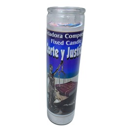 VELADORA ESOTERICA MEXICANA "CORTE Y JUSTICIA" Equilibrio Legal y Protección Jurídica | 14 oz | Blanca | Sin Aroma