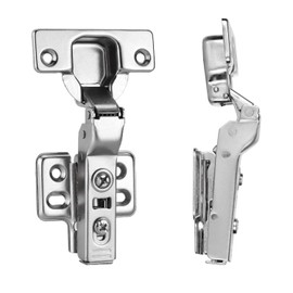 Luokim 4pcs Half Overlay Cabinet Hinge Frameless Concealed Door Hinges European Soft Closing Four-Hole Mounting Plate Hinges Nickel Plated Finish