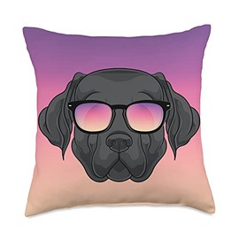 Black Lab Pet Labrador Dog Owner Gift Cool Sunglasses Labrador Dog Lover Funny Black Lab Throw Pillow, 18x18, Multicolor