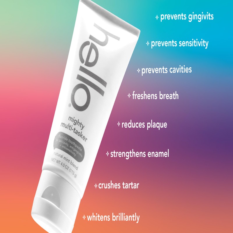 Hello Mighty Multitasker Fluoride Toothpaste, 8-in-1 Toothpaste with Minty Flavor,