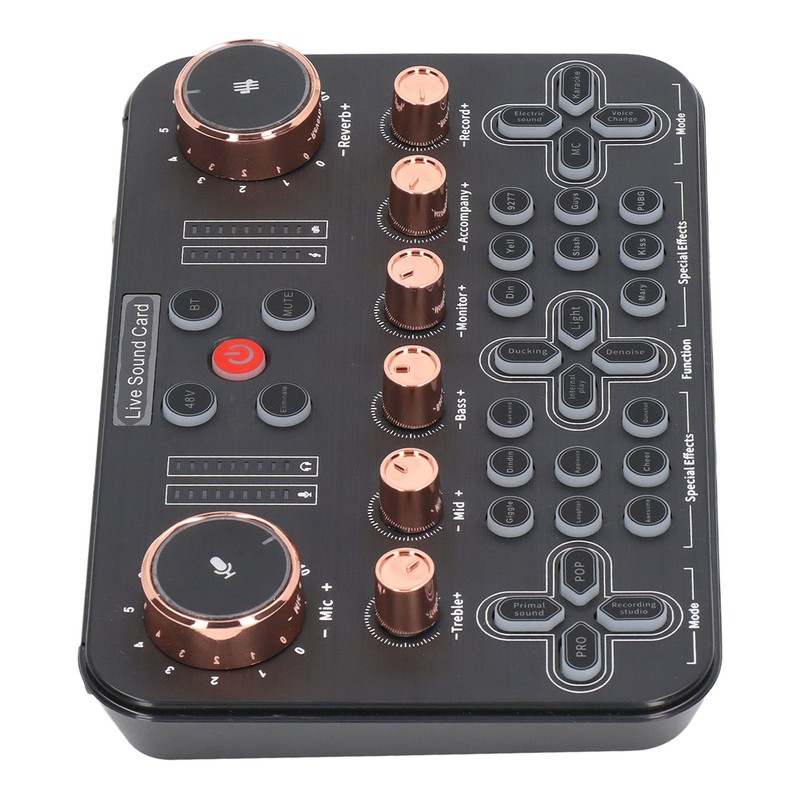Live Sound Card Voice Changer Soundboard Bluetooth Audio Mixer for