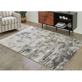 Signature Design by Ashley Gerdie 5 x 7 High Pile Abstract Design Rug, Cream & Gray