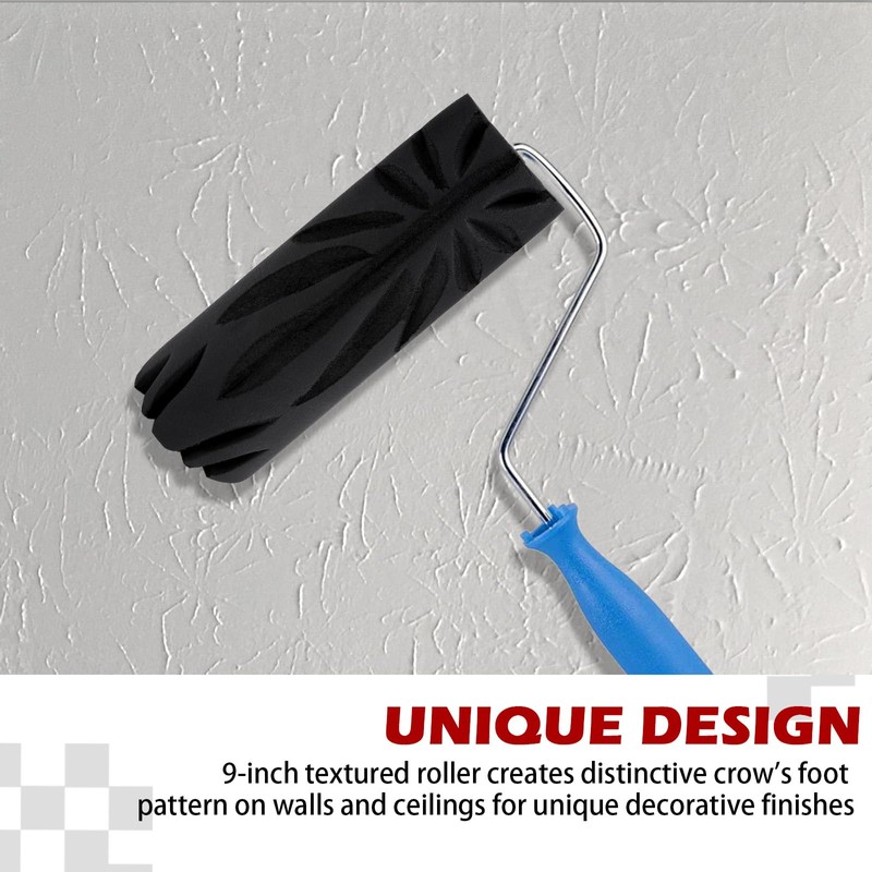 Drywall Texture Roller 9-inch Crow's Foot Pattern Paint Roller for
