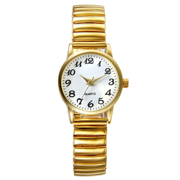 Lancardo Women Elastic Strap Wristwatch Easy to Read Big Number