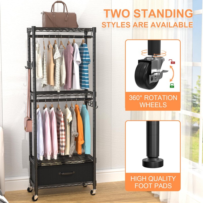 VyGrow Clothes Rack, Clothing Rack for Hanging Clothes, 4 Tiers
