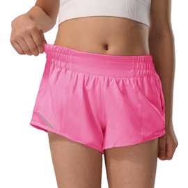HXUNJW Girls Athletic Shorts Lightweight Running Shorts for Teen Girls Kids Liner with Zip Pocket and Elastic, Hot Pink, Medium