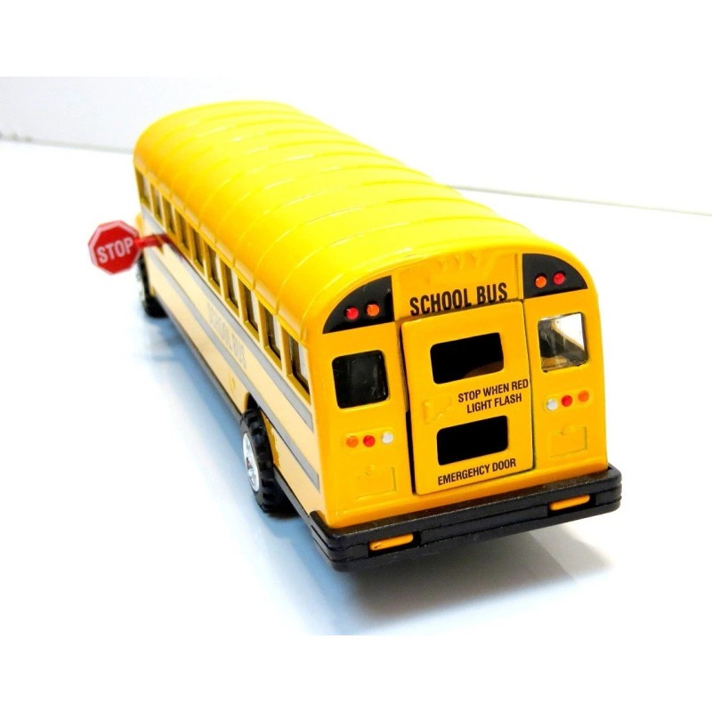 Diecast Large Diecast School Bus with Pullback Action, Stop Sign,