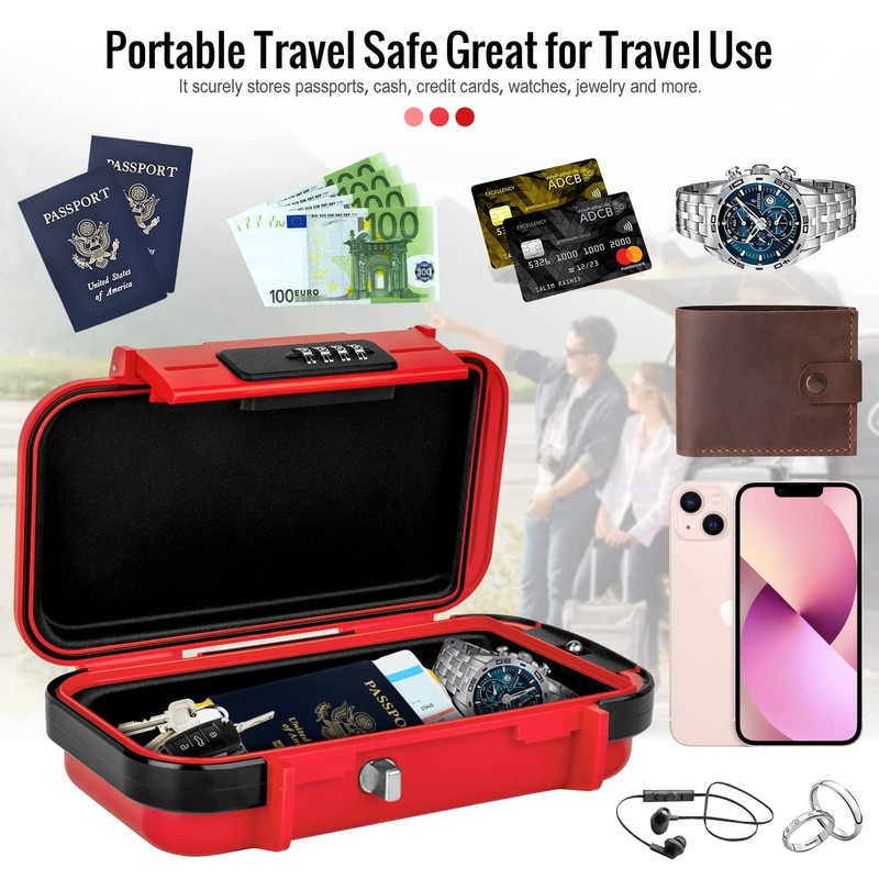 HUANLANG Portable Safe Lock Box, Beach Travel Safe Waterproof Small