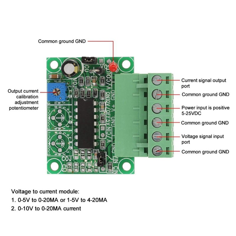 Tyenaza Voltage to Current Module, 0-10V to 0-20MA Module, 1-5V