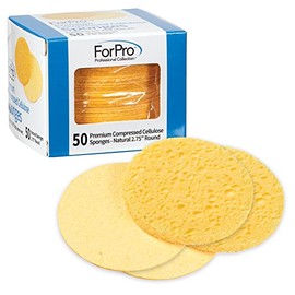 ForPro Professional Collection - Esponjas faciales comprimidas de alta calidad, 50 esponjas de celulosa para limpieza facial, exfoliacin y eliminacin 