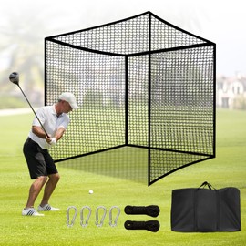Golf Cage Net 10x10x10ft, Large Coverage Hanging Golf Hitting Cage with Straps & Carabiners (No Poles Included), Portable for Backyard, Garage, Indoor & Outdoor Use