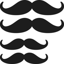 BocaDecals Mustache Decals – Great for Laptops, Tech, Cars & More (4 Pack) (Black)