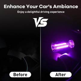 NHHEO 4Pcs Car USB Night Light, Touch Adjustment LED Ambient Lighting Plug in USB Automotive Night Lamps, Mini LED Bulb for Car, Camping, Holiday, Decoration, Bedroom, Party(Purple)