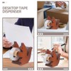2Pcs Squirrel Shaped Tape Dispenser Wooden Desktop Tape Cutter Tape