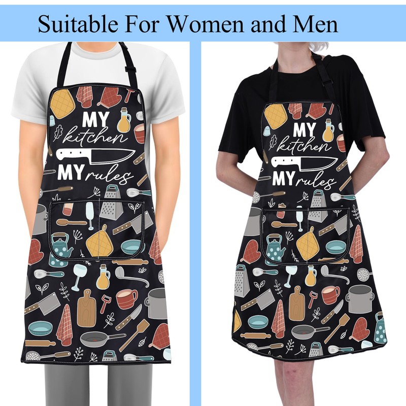 ENSIANTH Lustige Küchenschürzen für Damen und Herren, mit Taschen, My