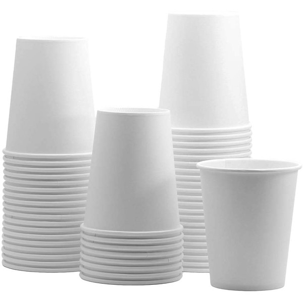 [100 Pack] 12 oz. White Paper Hot Coffee Cups