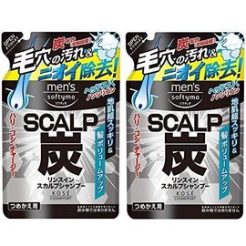 KOSE Men's Softimo Rinsin Scalp Shampoo (Charcoal) Refill, 13.5 fl oz (400 ml) x 2 Packs