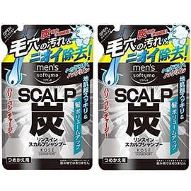 KOSE Men's Softimo Rinsin Scalp Shampoo (Charcoal) Refill, 13.5 fl oz (400 ml) x 2 Packs