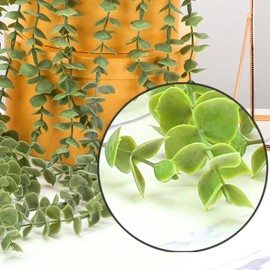 Artificial Potted Eucalyptus Vine Set of 2,Potted Fake Plants, Faux Planters Greenery for Wall Home Room Indoor Outdoor Decor