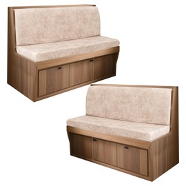 Oloepfo 4PCS Leather Look RV Dinette Cushion Covers, Stretchable Camper Cushion Covers Washable Rv Seat Covers Furniture Protector Rv Covers with 2 Beige Backrest Cover & 2 Bench Cover