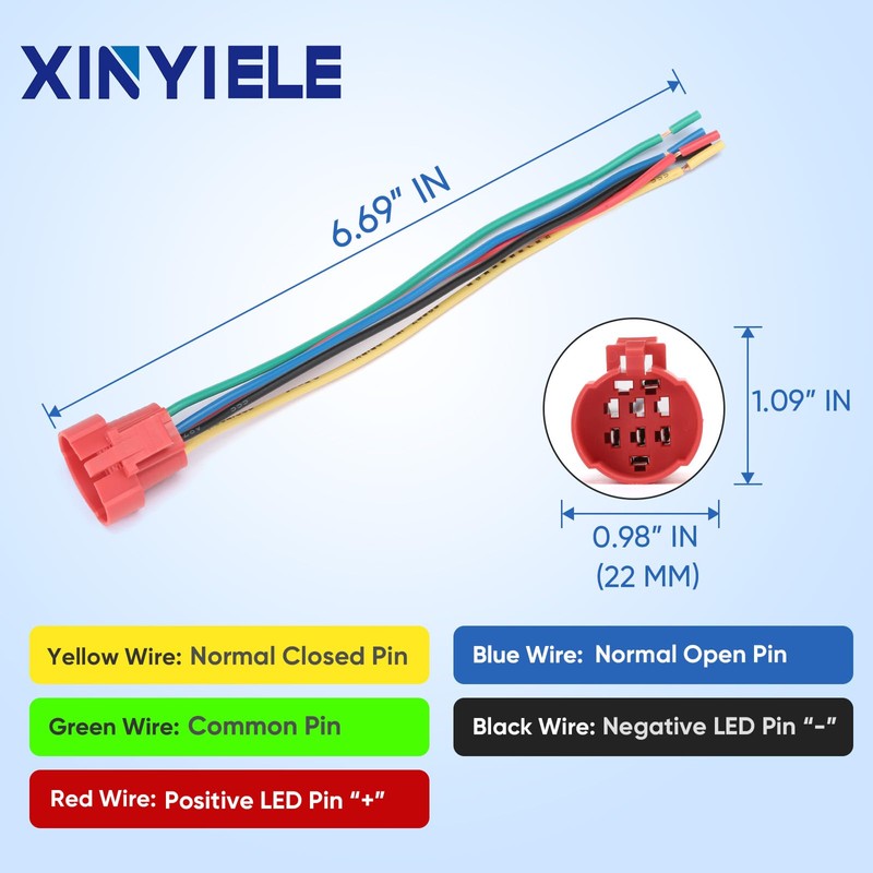 XINYIELE 22MM Latching 12V Push Button Switch On/Off,Waterproof with LED