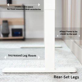 VIVO Electric Standing Desk Frame, Rear-Set Legs, Single Motor Memory Controller Height Adjustment, Frame Only, White, DESK-100E-RW