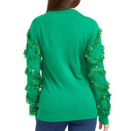 Tipsy Elves Classic Cute Cardigan Ugly Christmas Sweaters for Women with Fun Patterns and Animals - Women's Colorful Green Gaudy Garland Christmas Cardigan Size Medium