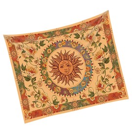 NOLITOY Sun and Moon Face Tapestry Wall Hanging Decor Vintage Floral Design Multi-functional Tapestry for Home Bedroom and Living Room Artistic Wall Background and Blanket