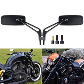 BREDUXSER 8mm 10mm Motorcycle Rectangle Rear View Side Mirrors compatible with Cruiser Chopper Kawasaki Yamaha Suzuki