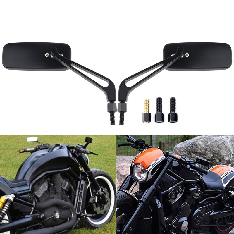 BREDUXSER 8mm 10mm Motorcycle Rectangle Rear View Side Mirrors compatible