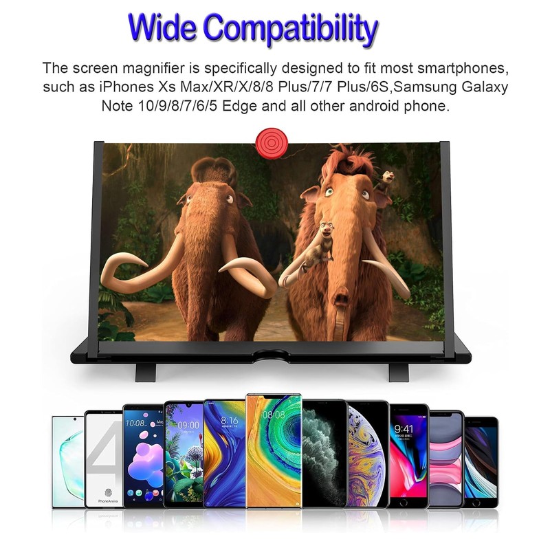 18" Screen Magnifier for Cell Phone,3D Magnifying Projector Screen Enlarger