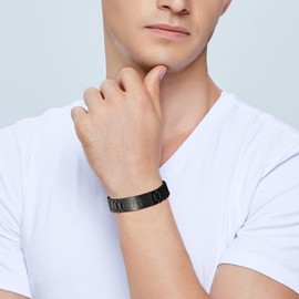 KLIFOWDY Football Bracelets Stainless Steel Link Bracelets for Men Cross Bracelets Engraved Bible Verse Masculine Mens Bracelet Christian Jewelry Gifts