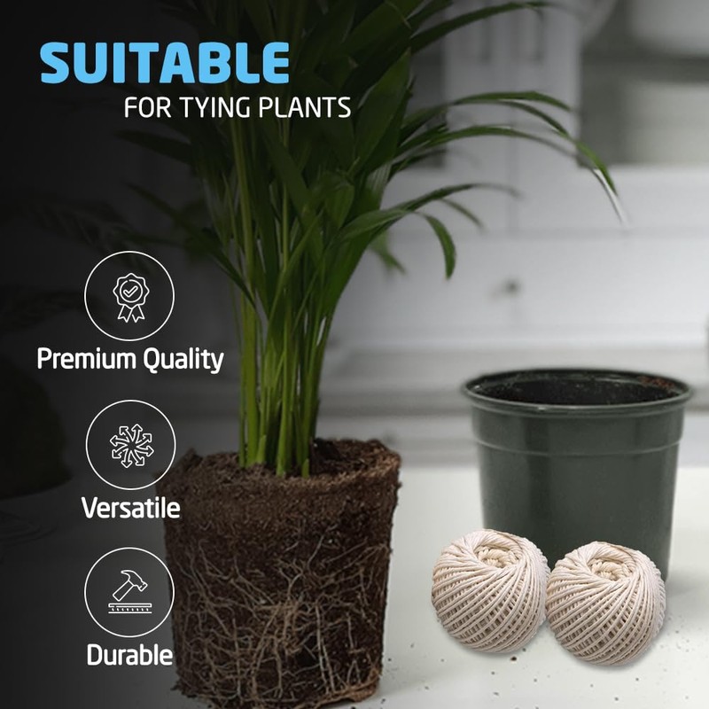 3 Pack Cotton String Ball, 100% Cotton Roll Each 45m