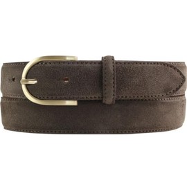 BELTINGER Women's Suede Belt 3.0 cm | Suede Leather Belt for Women 30 mm | Suede Belt with Round Gold Belt Buckle, Dark brown, gold