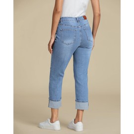 luvamia Straight Leg Jeans for Women Trendy Cropped Jeans High Waisted Cuffed Lagoon Blue Boyfriend Jeans for Women High Waist Jeans High Waist Pants Women Size Medium Fits Size 8 Size 10