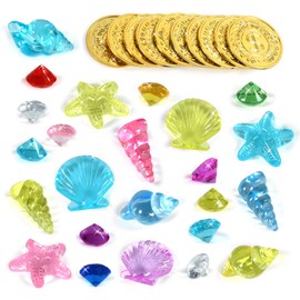 KATELUO 34 Pieces Diving Toys for Children, Pool Diving Toy Children, Diving Jewel Pool Toy, Ocean Theme Colourful Diamond Set, Diving Gemstones for Children, Girls, Boys, for Pool Party