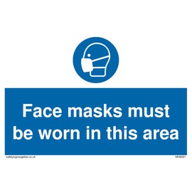 Pack of five - Face masks must be worn in this area Sign - 150x100mm - A6L