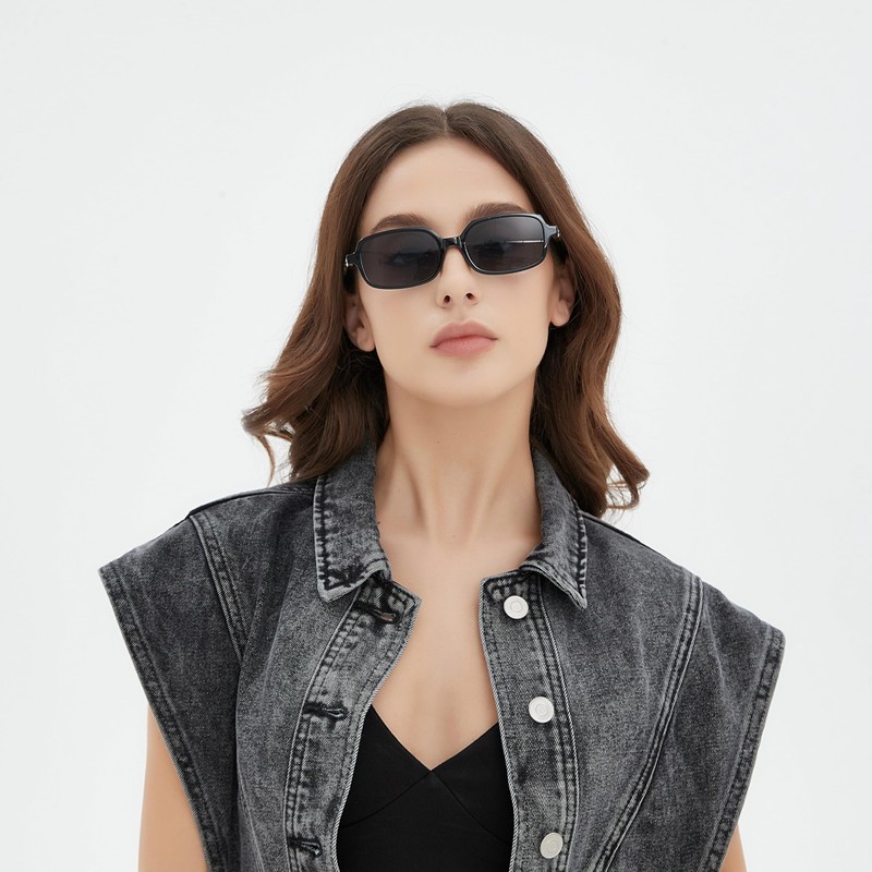 WDZAYXC Classic Rectangular Sunglasses Retro Slim Lenses Vintage Rectangle Sunglasses,