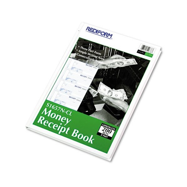 Rediform Hardcover Numbered Money Receipt Book, 6 7/8 x 2