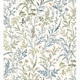 Erfoni 16.9''x197'' Green and Beige Peel and Stick Wallpaper Leaf Removable Contact Paper Green Leaf Self Adhesive Stick on Wall Paper DIY Boho Wallpaper for Bedroom Laundry Room Waterproof Vinyl Roll