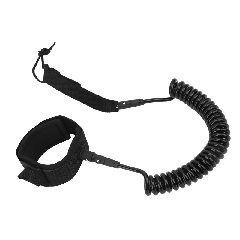Surfboard Leash High Elasticity TPU Black Adjustable Coiled Surfing Leg