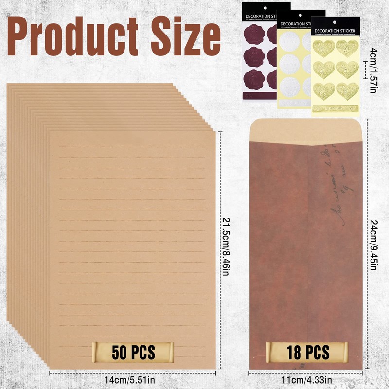 Envelope Writing Paper Set, 50 Pieces Writing Paper and Envelopes,