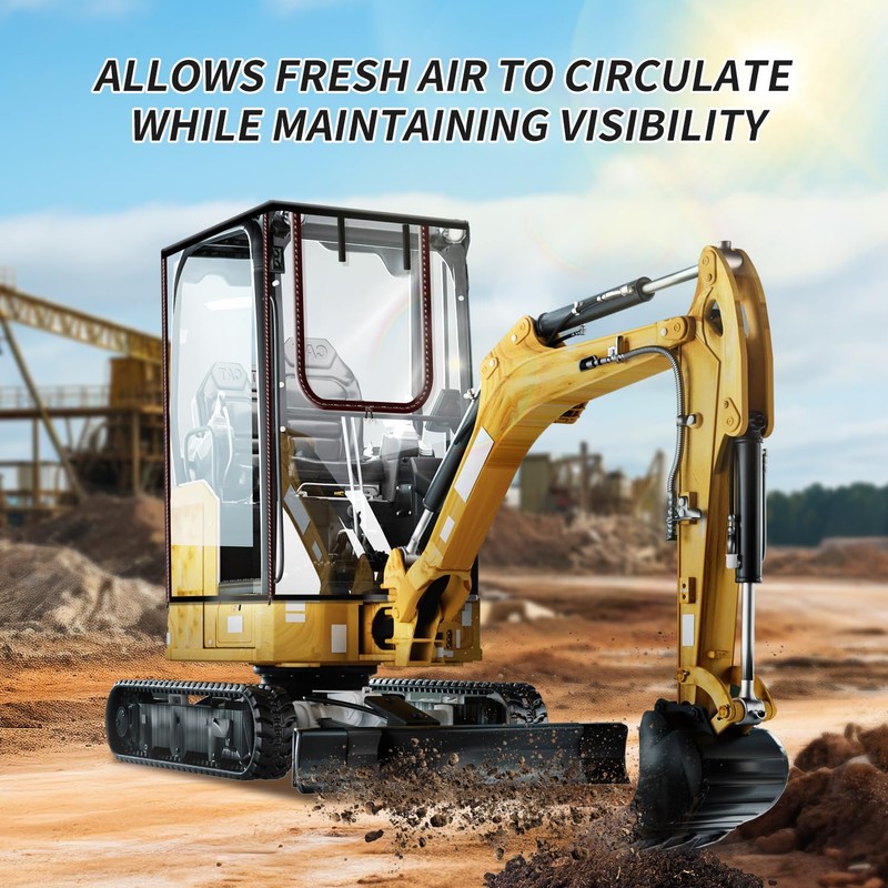 Upgraded Mini Excavator Cover, Waterproof Small Excavator Cover, Clear Enclosure