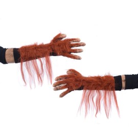 Zagone Orangutan Gloves, Tan Fingers, Orange Faux Fur