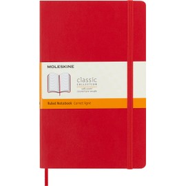 Moleskine Classic Notebook, Soft Cover, Large (5" x 8.25") Ruled/Lined, Scarlet Red, 192 pages
