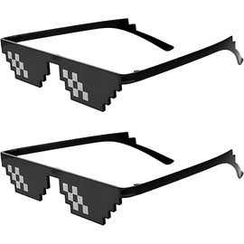 2 Pack Thug Life Sunglasses Mosaic Pixel Glasses Party Dress Up Shades Funny Unisex Photo Props for Women Men
