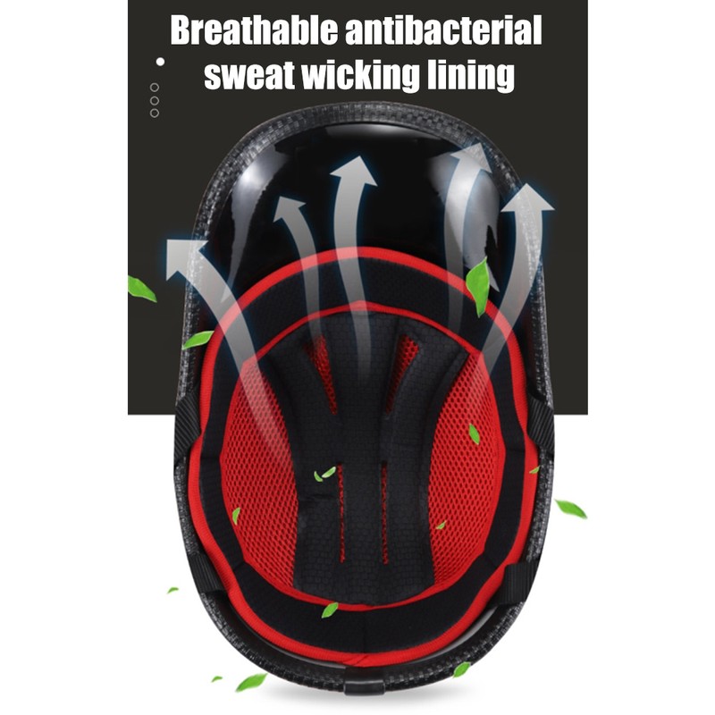 Retro Motorcycle Half Helmet with Adjustable Nylon Chin Strap Scoop
