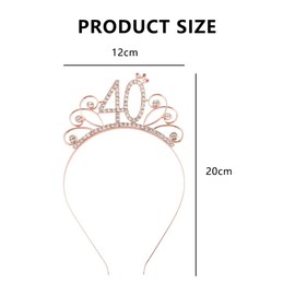 JAMAKALA 40th Birthday Hairbands, Rose Gold Birthday Headbands, Birthday Crowns, Digital Metal Headdress Hair Bands, Tiara Rhinestone Hair Accessories Hair Bands