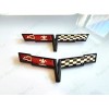 AUTO 2PC Black FRONT NOSE Rear Gas Lid Crossed Flag